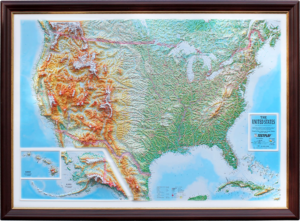 Raised Relief United States 3D Map (Large) by TestPlay - Portfolio