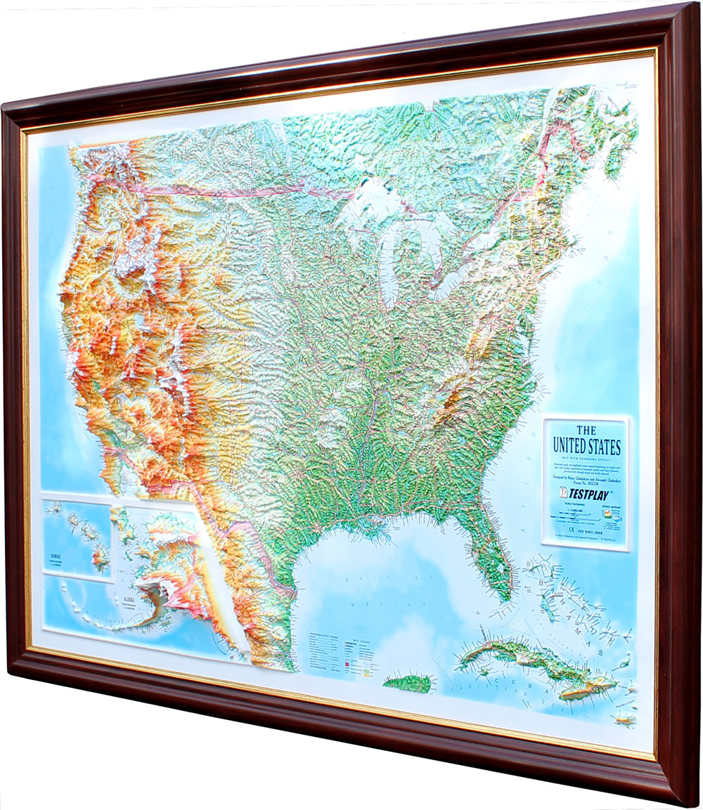 Raised Relief United States 3D Map (Large) by TestPlay - Portfolio