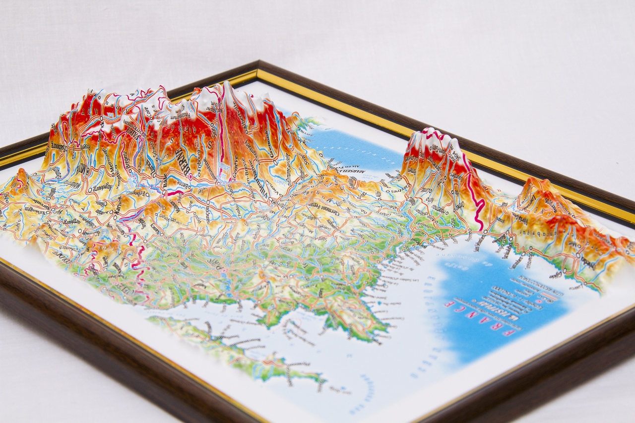 France 3D Map Middle | Raised Relief Map by TestPlay | Portfolio
