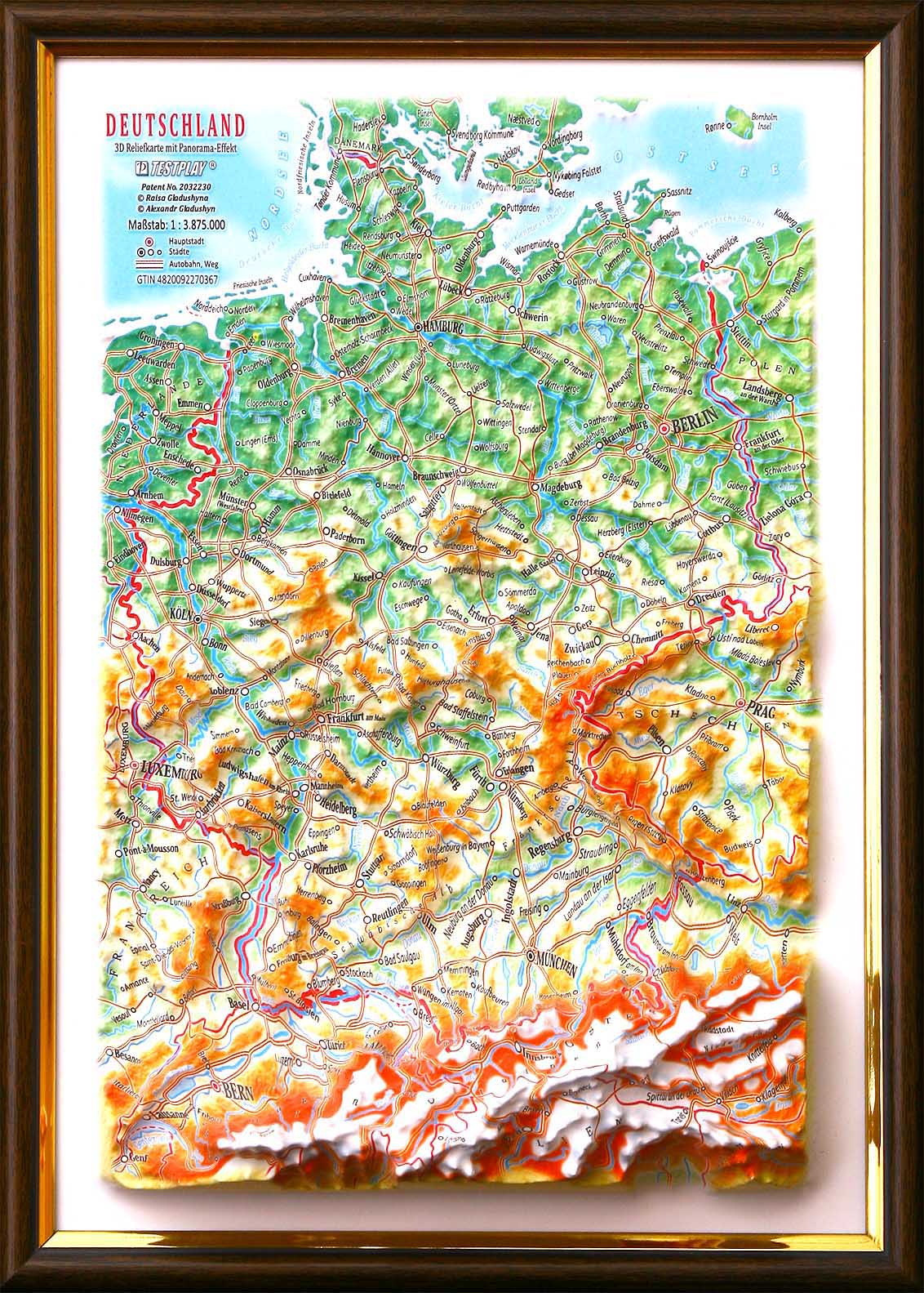 Germany 3D Map Middle | Raised Relief Map by TestPlay | Portfolio