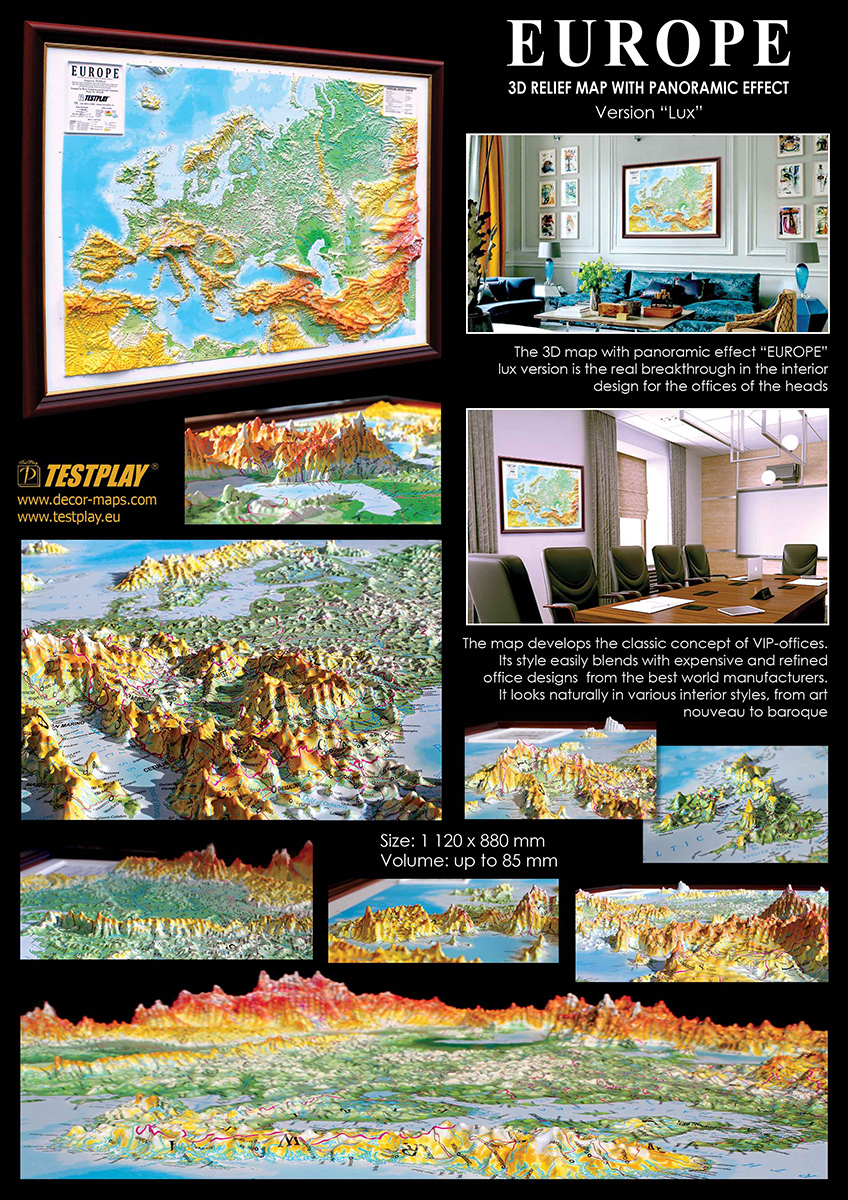 Europe 3D Map Large | Raised Relief Map by TestPlay | Portfolio