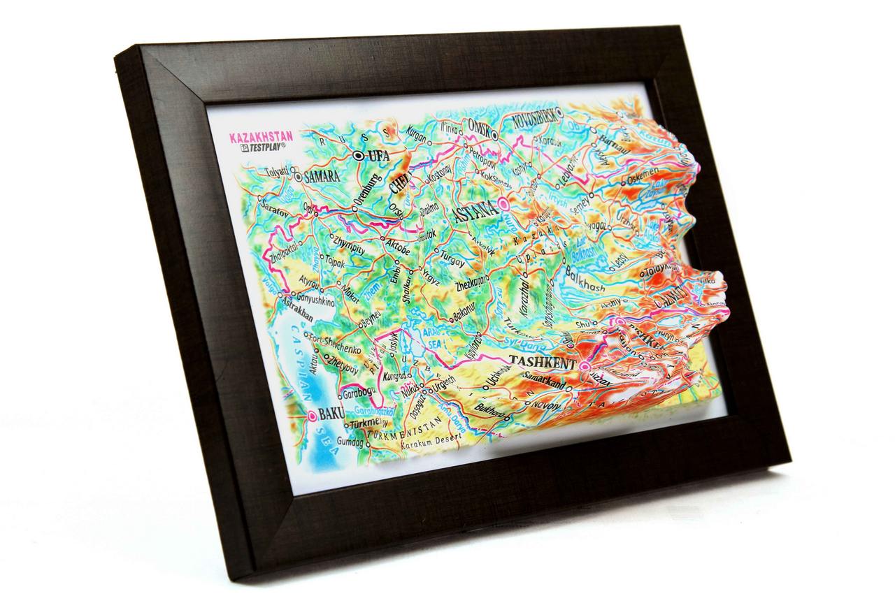 Kazachstan 3D Map Mini | Raised Relief Map by TestPlay | Portfolio