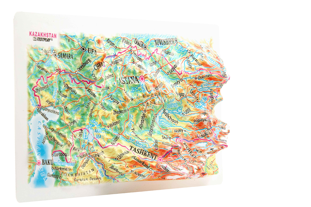 Kazachstan 3D Map Mini | Raised Relief Map by TestPlay | Portfolio
