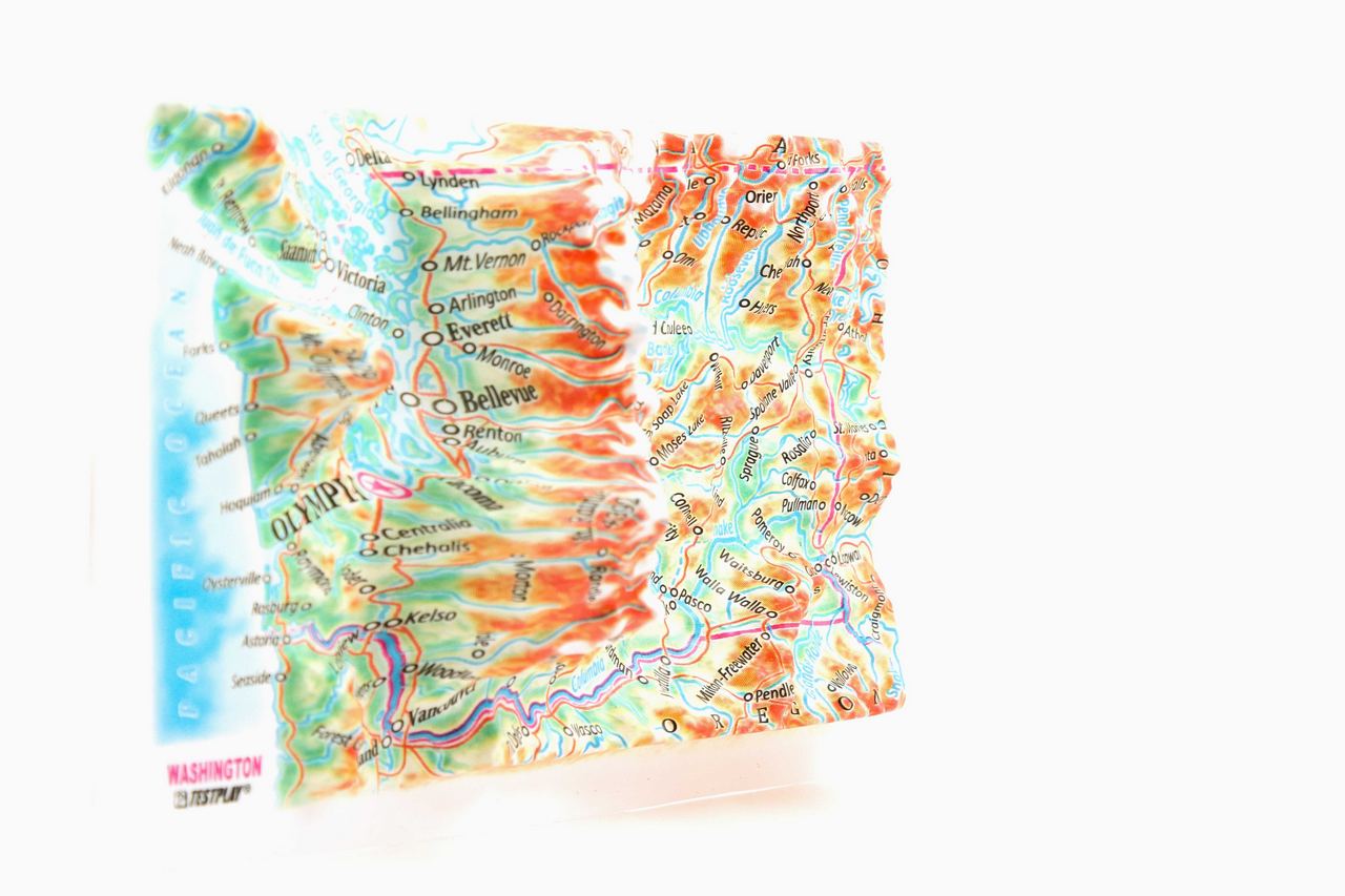Washington 3D Map Mini | Raised Relief Map by TestPlay | Portfolio