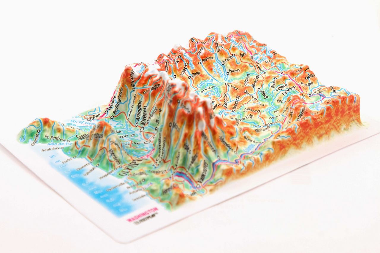 Washington 3D Map Mini | Raised Relief Map by TestPlay | Portfolio