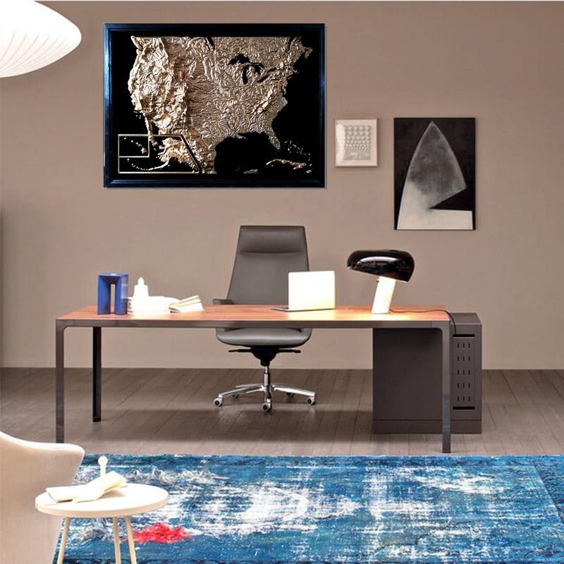 USA 3D Map Large Gold & Black | Raised Relief Map by TestPlay | Portfolio