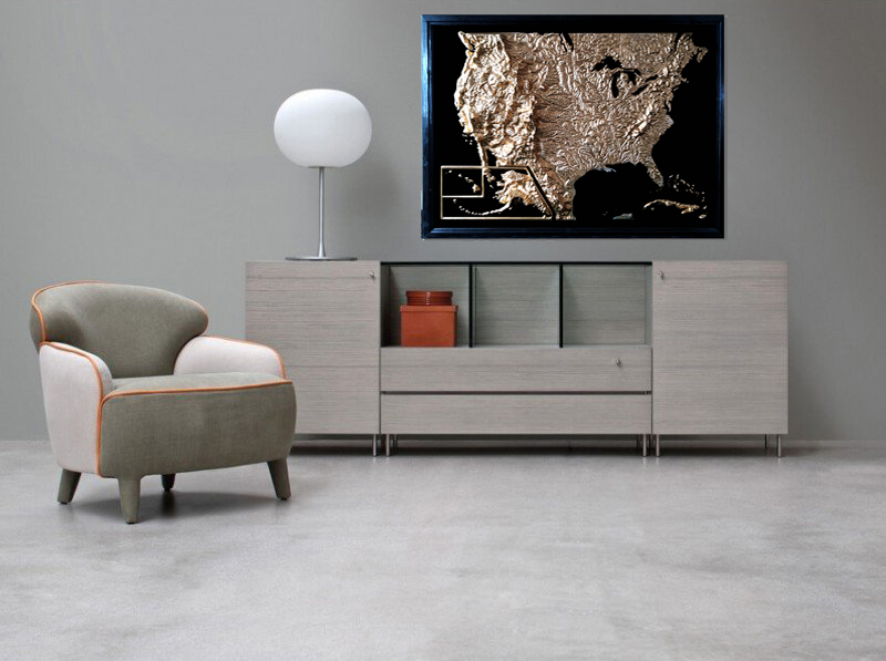 USA 3D Map Large Gold & Black | Raised Relief Map by TestPlay | Portfolio