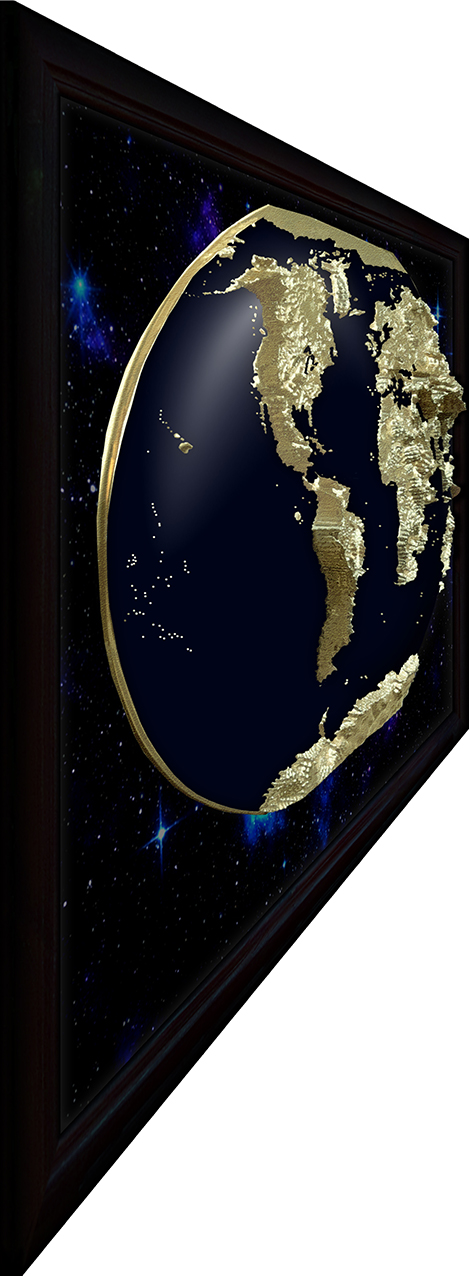 World 3D Map Large Gold & Black | Raised Relief Map by TestPlay | Portfolio