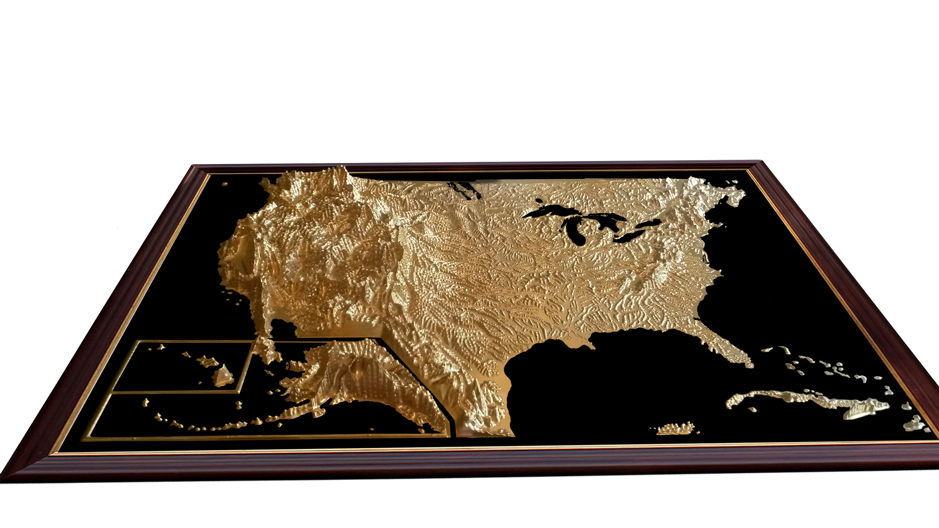 USA 3D Map Large Gold & Black | Raised Relief Map by TestPlay | Portfolio