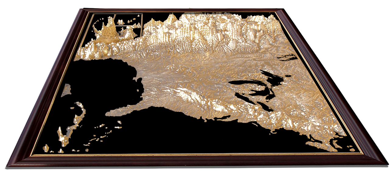 USA 3D Map Large Gold & Black | Raised Relief Map by TestPlay | Portfolio
