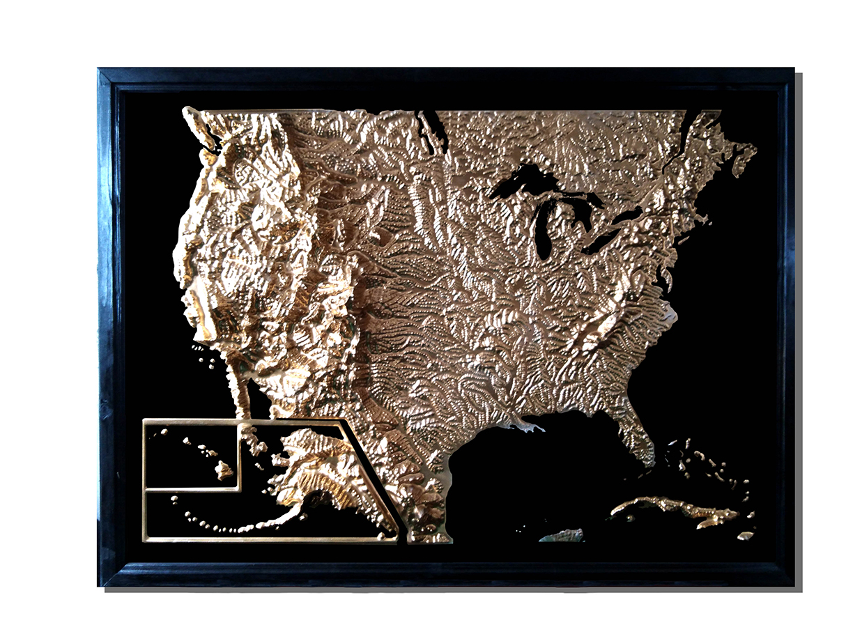 USA 3D Map Large Gold & Black | Raised Relief Map by TestPlay | Portfolio