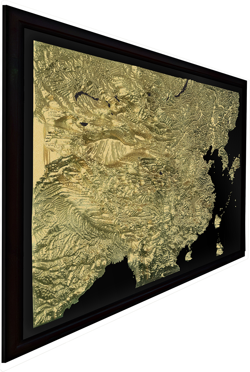 China 3D Map Large Gold & Black | Raised Relief Map by TestPlay | Portfolio