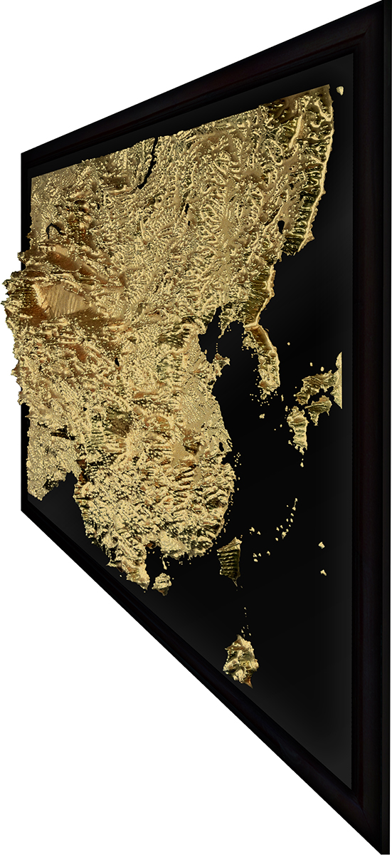 China 3D Map Large Gold & Black | Raised Relief Map by TestPlay | Portfolio