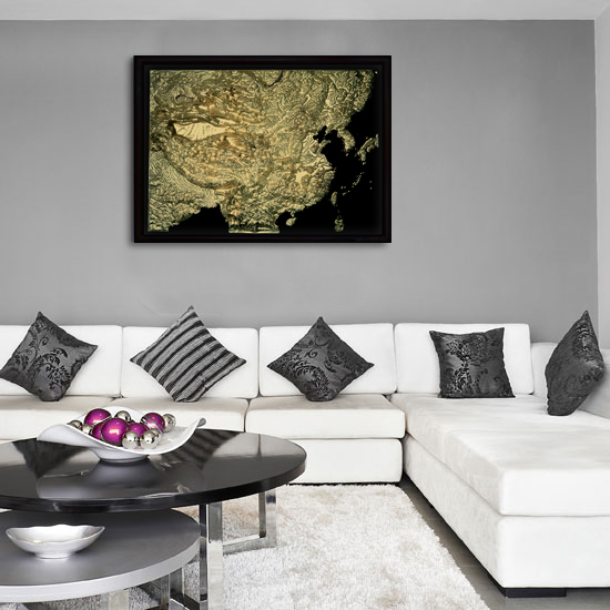 China 3D Map Large Gold & Black | Raised Relief Map by TestPlay | Portfolio