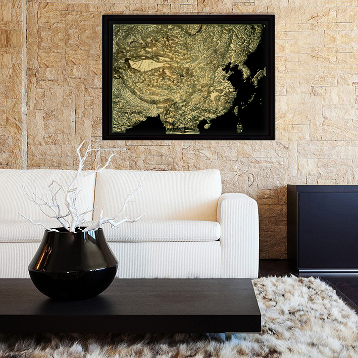 China 3D Map Large Gold & Black | Raised Relief Map by TestPlay | Portfolio