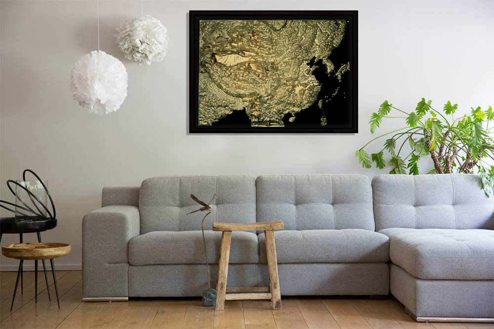 China 3D Map Large Gold & Black | Raised Relief Map by TestPlay | Portfolio