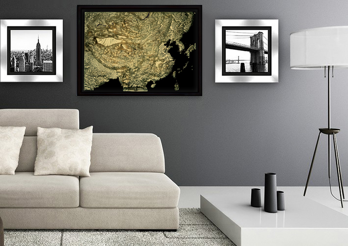 China 3D Map Large Gold & Black | Raised Relief Map by TestPlay | Portfolio