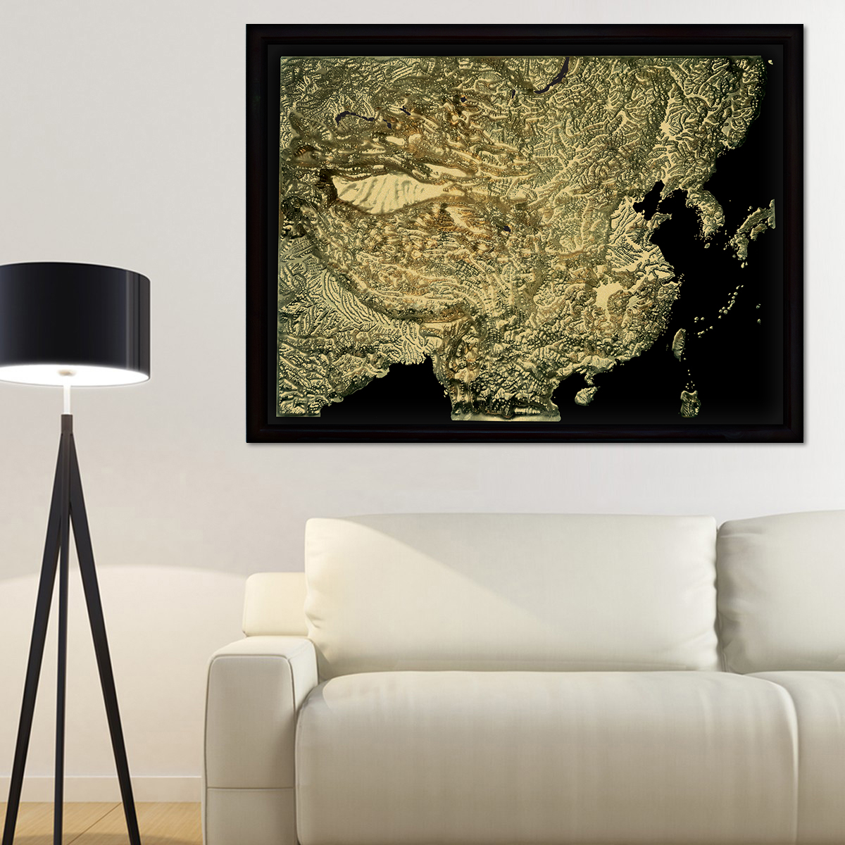 China 3D Map Large Gold & Black | Raised Relief Map by TestPlay | Portfolio