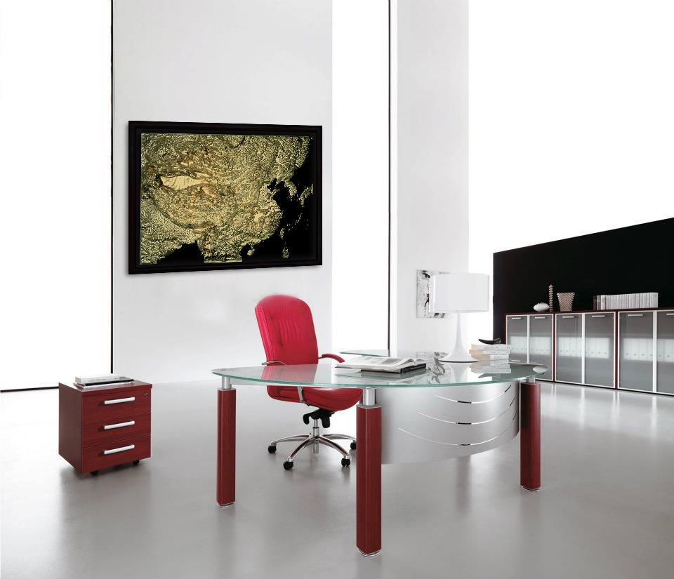 China 3D Map Large Gold & Black | Raised Relief Map by TestPlay | Portfolio