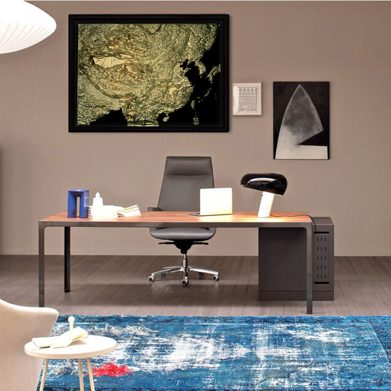 China 3D Map Large Gold & Black | Raised Relief Map by TestPlay | Portfolio