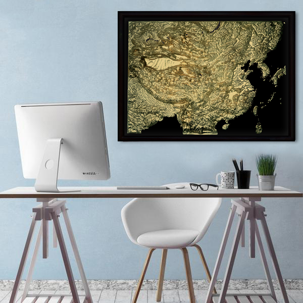 China 3D Map Large Gold & Black | Raised Relief Map by TestPlay | Portfolio