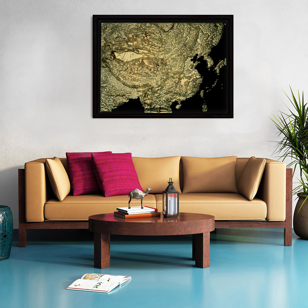 China 3D Map Large Gold & Black | Raised Relief Map by TestPlay | Portfolio