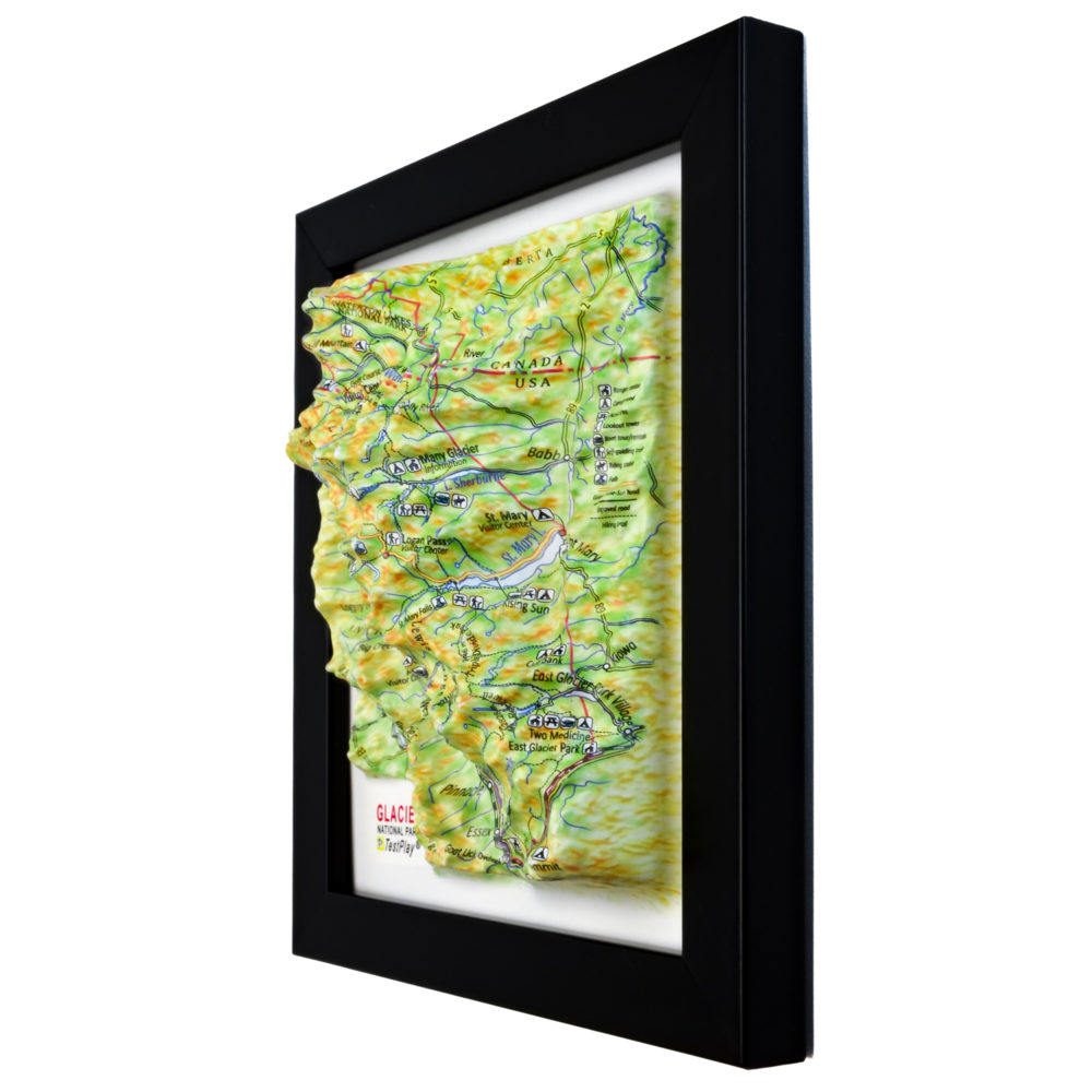 Glacier National Park 3D Map by TestPlay - Souvenir, Keepsake, Decor