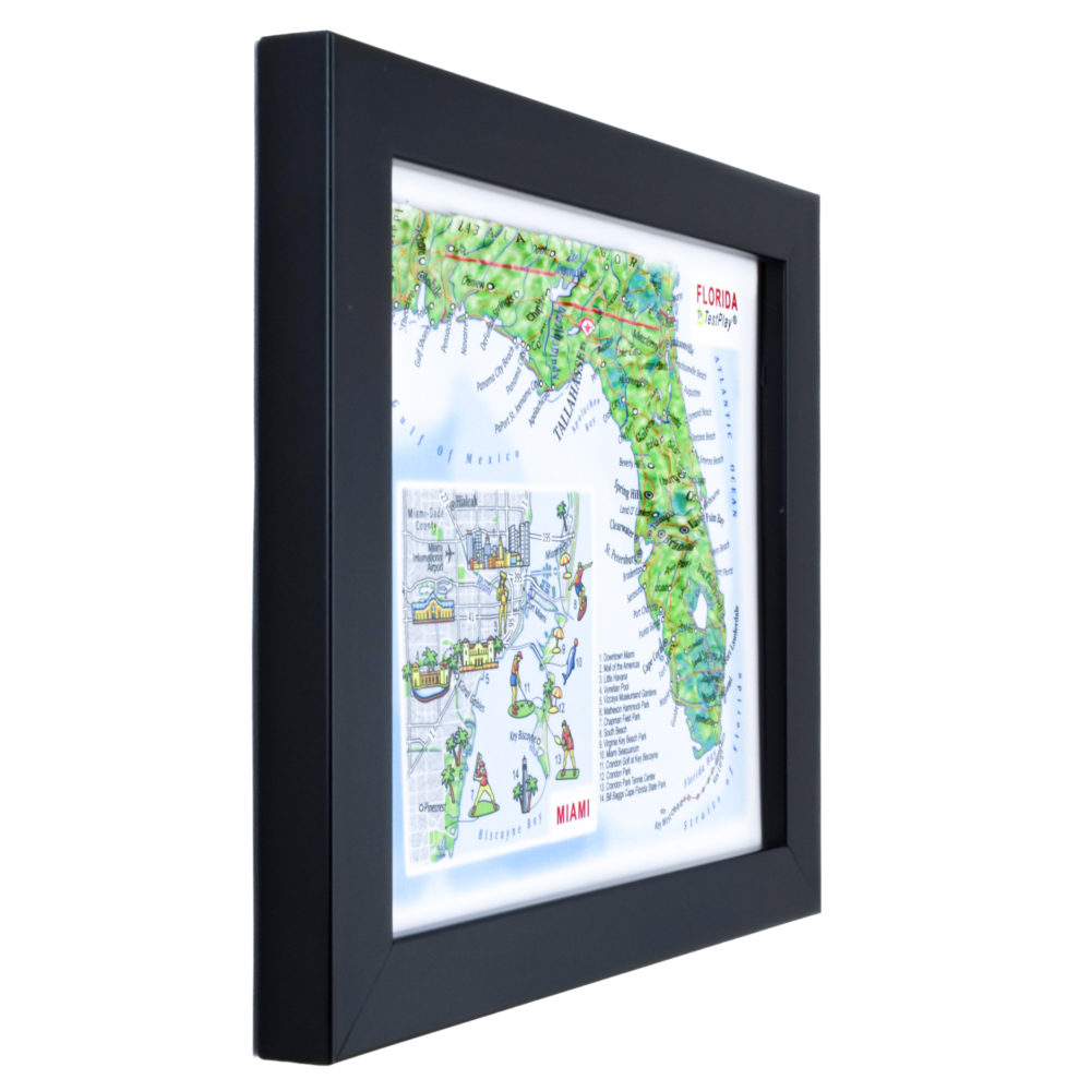 Florida 3D Map with Miami Inset by TestPlay - Souvenir, Keepsake, Decor