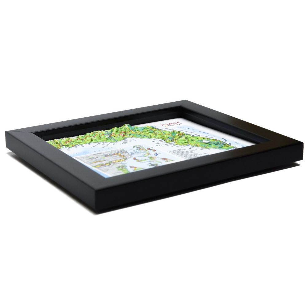 Florida 3D Map with Miami Inset by TestPlay - Souvenir, Keepsake, Decor