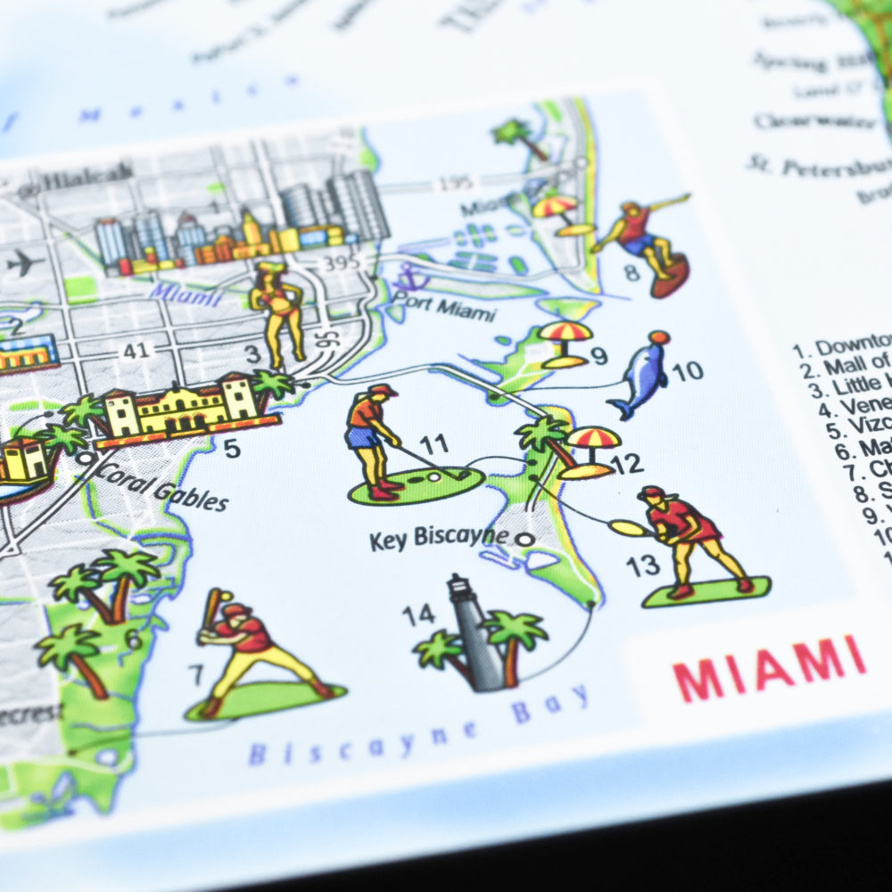 Florida 3D Map with Miami Inset by TestPlay - Souvenir, Keepsake, Decor